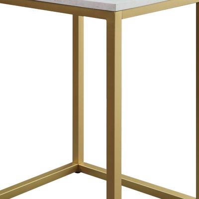 Mainstays End Table, Gold-Tone with White Top - New