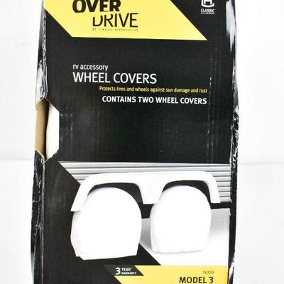 RV Accessory 2 Wheel Covers Model 3, White - New