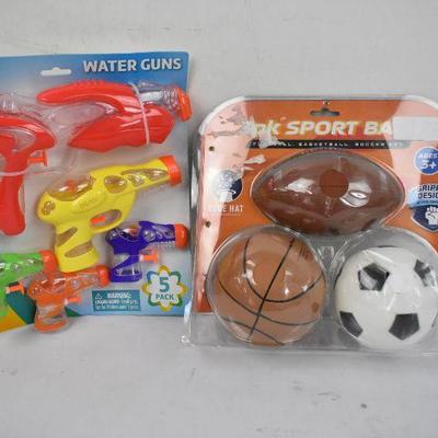 Water Guns & Sports Ball Toys - New