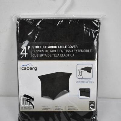 Black Stretch Fabric Table Cover, 4' - New