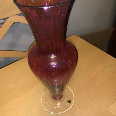 Beautiful Ruby Colored Vase Made In Poland