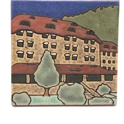 Lot 1- Grove Park Inn Tile and Signed History Book