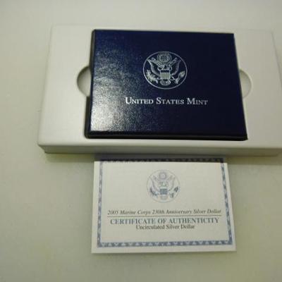 Marine Corps 230 Anniversary UNC 2005 Iwo Jima Silver $1 Coin