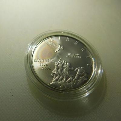 Marine Corps 230 Anniversary UNC 2005 Iwo Jima Silver $1 Coin