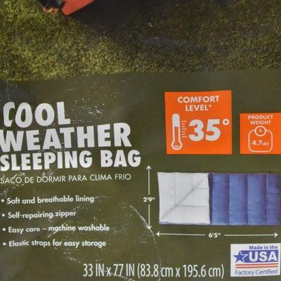 Ozark Trail Cold Weather Sleeping Bag, Navy Blue - New