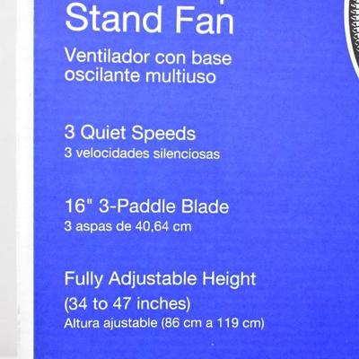 Stand Fan by Lasko, Oscillating, Adjustable Height, Black - New