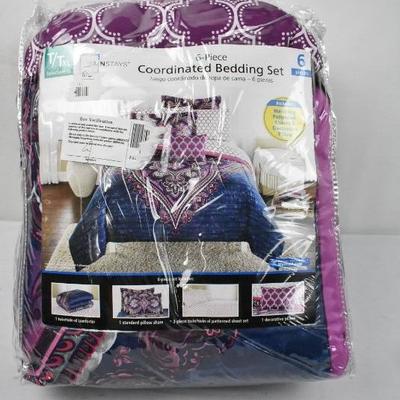 Mainstays Grace Medallion Purple Bed in a Bag Bedding, Twin/Twin XL - New