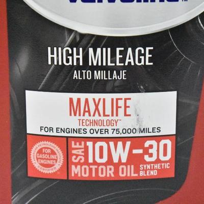 Valvoline High Mileage Engine Oil 10W-30, 5 Quarts - New