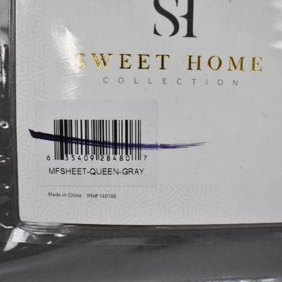Queen Sheet Set, 1800 Thread Count, 4 Piece Set, Gray - New
