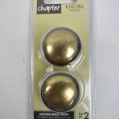 Chapter Drawer Knobs, Antique Brass Finish: 8 Knobs Total - New