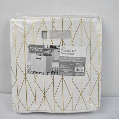 Better Homes and Gardens Fabric Storage Bins, Set of 2, Cream Metallic Geo - New