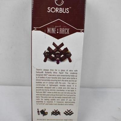 Sorbus Wine Rack, Holds 8 Bottles, Dark Wood - New