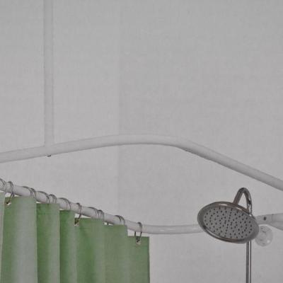 Aluminum Hoop Shower Rod, Never Rust, by Zenna Home, White - New
