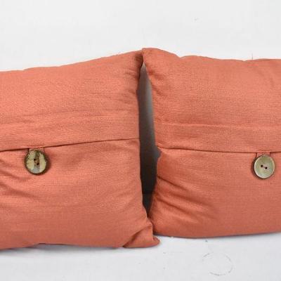 2x BH&G Feather Filled Banded Button Decorative Pillow, 20x20
