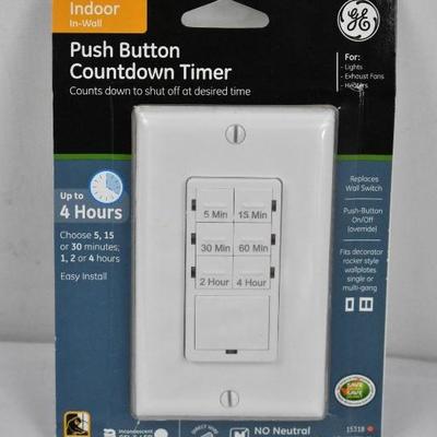Push Button Countdown Timer. Indoor In-Wall - New