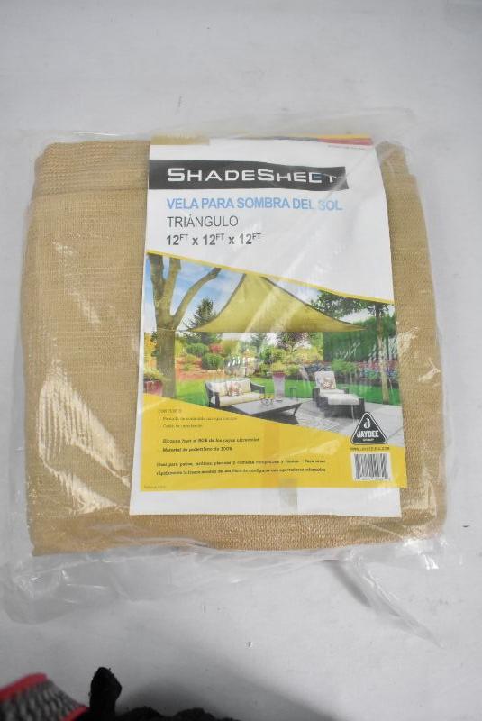 Shadesheet by Boen Sun Shade Sail Canopy, Triangle, 12'x12'x12', Beige