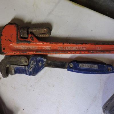 Vice Grip and large Pipe Wrench