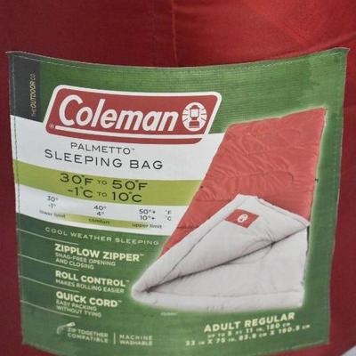 Coleman Palmetto Sleeping Bag Adult Regular, Red - New