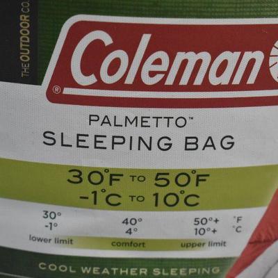 Coleman Palmetto Sleeping Bag Adult Regular, Red - New