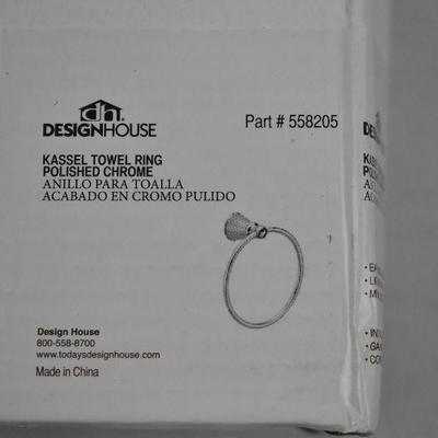 Design House Kassel Towel Ring Polished Chrome, includes hardware - New