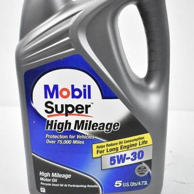 Mobil Super High Mileage Motor Oil 5W-30, 5 Quarts - New