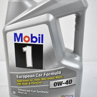Mobil 1 Motor Oil, European Car Formula 0W-40, 5 Quarts - New