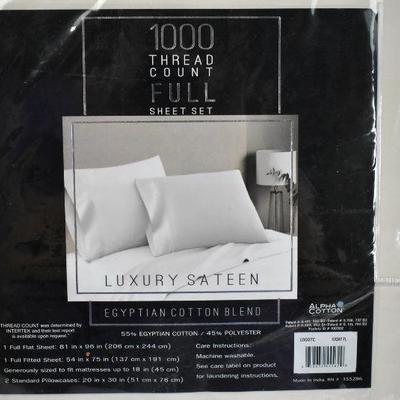 Full Size Ivory Sheet Set, 1000 Thread Count Luxury Sateen Egyptian Cotton - New