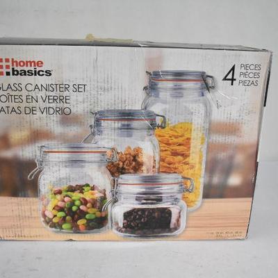 Home Basics Glass Canister Set, 4 Pieces - New
