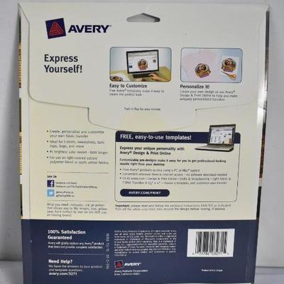 Avery Fabric Transfers: 2 Packages, 6 Sheets Each - New, Sealed