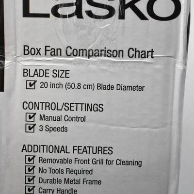 Lasko Box Fan, Black - New