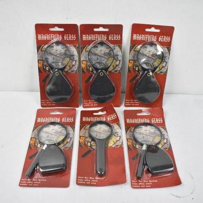 6 Small Magnifying Glasses - New