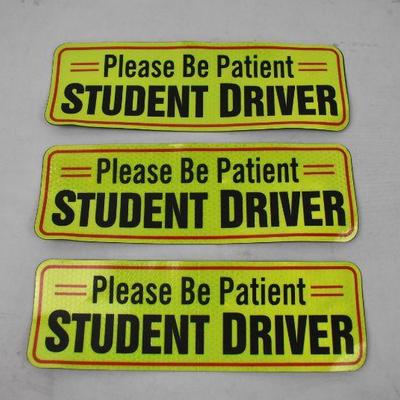 Please Be Patient Student Driver 3 Car Magnets, qty 3 - New
