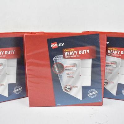 Qty 3 Avery Heavy-Duty View Binder w/Locking 1-Touch EZD Rings 3