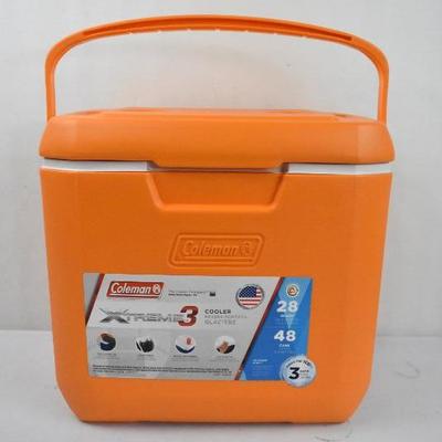 Coleman 28-Quart Xtreme 3 Cooler, Orange, 48 Cans - New