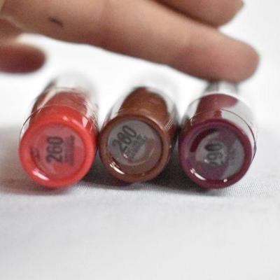 3pc Lipstick: Revlon Kiss Cushion Lip Tint Crimson, Chocolate, Violet - New