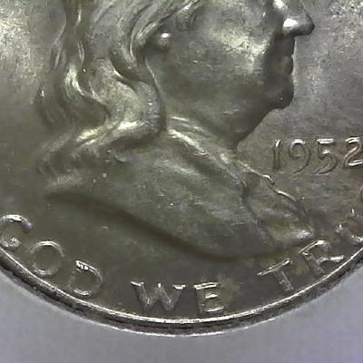 1952-P Franklin Silver Half Dollar Possible AU Grade