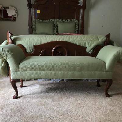 Green Bench/Ottoman with Arms