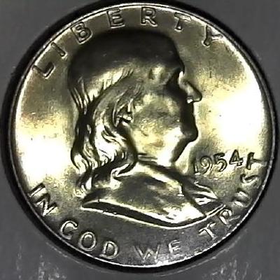 1954-D Franklin Silver Half Dollar Possible AU Quality 