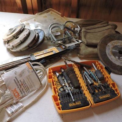 Mixed lot with Drill Bits and Leather Carry Pouch