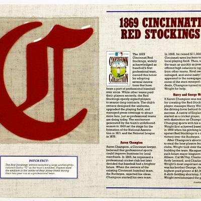1869 CINCINNATI RED STOCKINGS BASEBALL TEAM PATCH Cooperstown Collection by Willabee & Ward