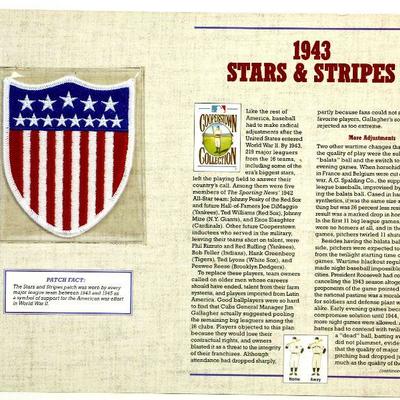 1943 STARS & STRIPES WWII MLB BASEBALL PATCH - Cooperstown Collection by Willabee & Ward