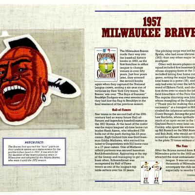 1957 MILWAUKEE BRAVES BASEBALL TEAM PATCH - Cooperstown Collection by Willabee & Ward