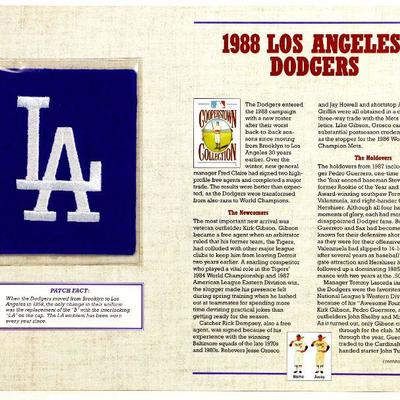 1988 LOS ANGELES DODGERS BASEBALL TEAM PATCH - Cooperstown Collection by Willabee & Ward