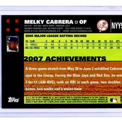 2007 TOPPS #NYY50 MELKY CABRERA NY Yankees Limited Edition BASEBALL CARD - MINT