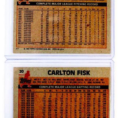 1983 TOPPS #20 CARLTON FISK #70 STEVE CARLTON BASEBALL CARDS SET - EX