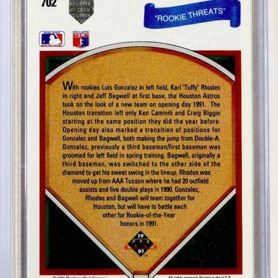 1991 Upper Deck #702 JEFF BAGWELL LUIS GONZAELZ Rookie Threats Baseball Card EX
