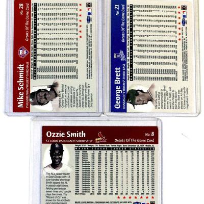 OZZIE SMITH GEORGE BRETT MIKE SCHMIDT BASEBALL CARDS SET 2000 FLEER/SKYBOX
