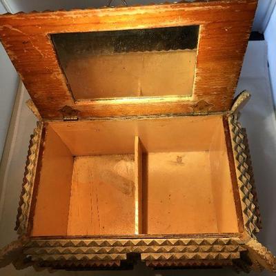 Wooden Tramp Art Box.