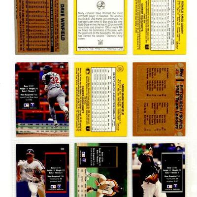 DAVE WINFIELD Frank Thomas Ron Guidry BASEBALL CARDS SET OF 9 - MINT
