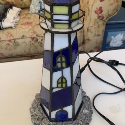 TIFFANY STYLE LIGHTHOUSE LAMP